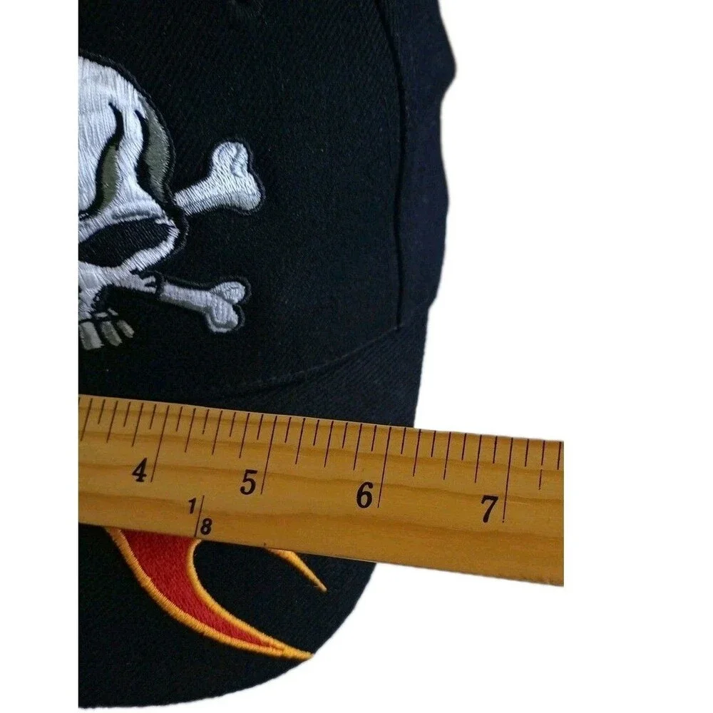 Skull On Fire Brim On Fire Choppers Embroidered Hat Flame Graphic Bikercore